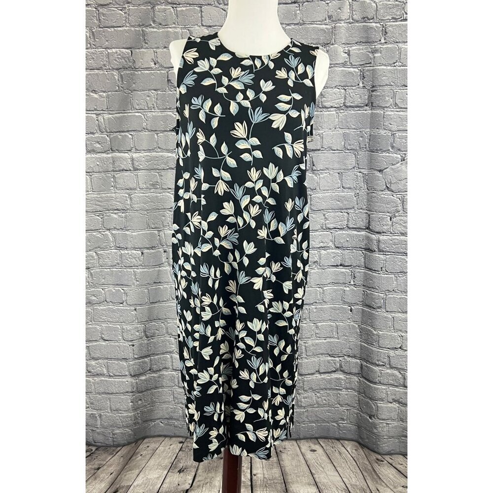 J. Jill Wearever Collection Black Sleeveless Floral Dress Tall Size‎ ST